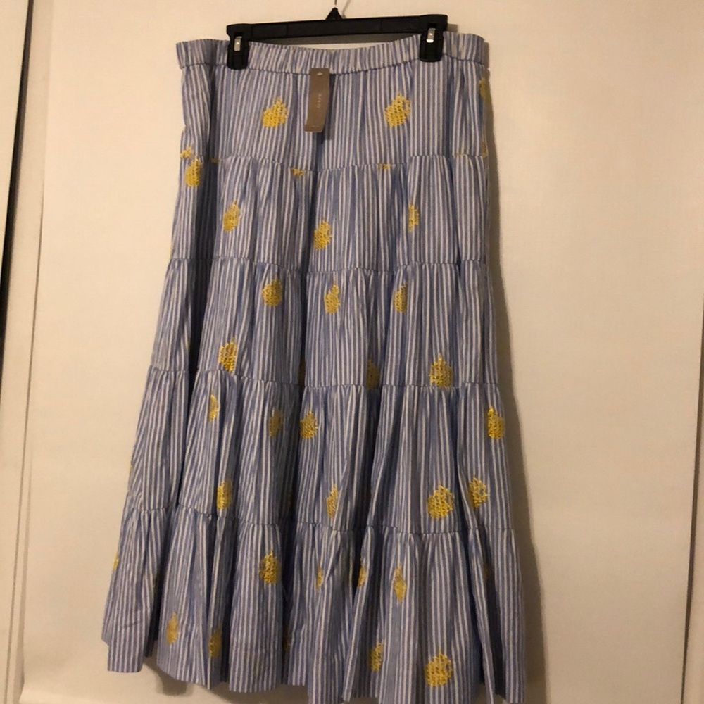 J crew pinstriped maxi skirt with pineapples sz L